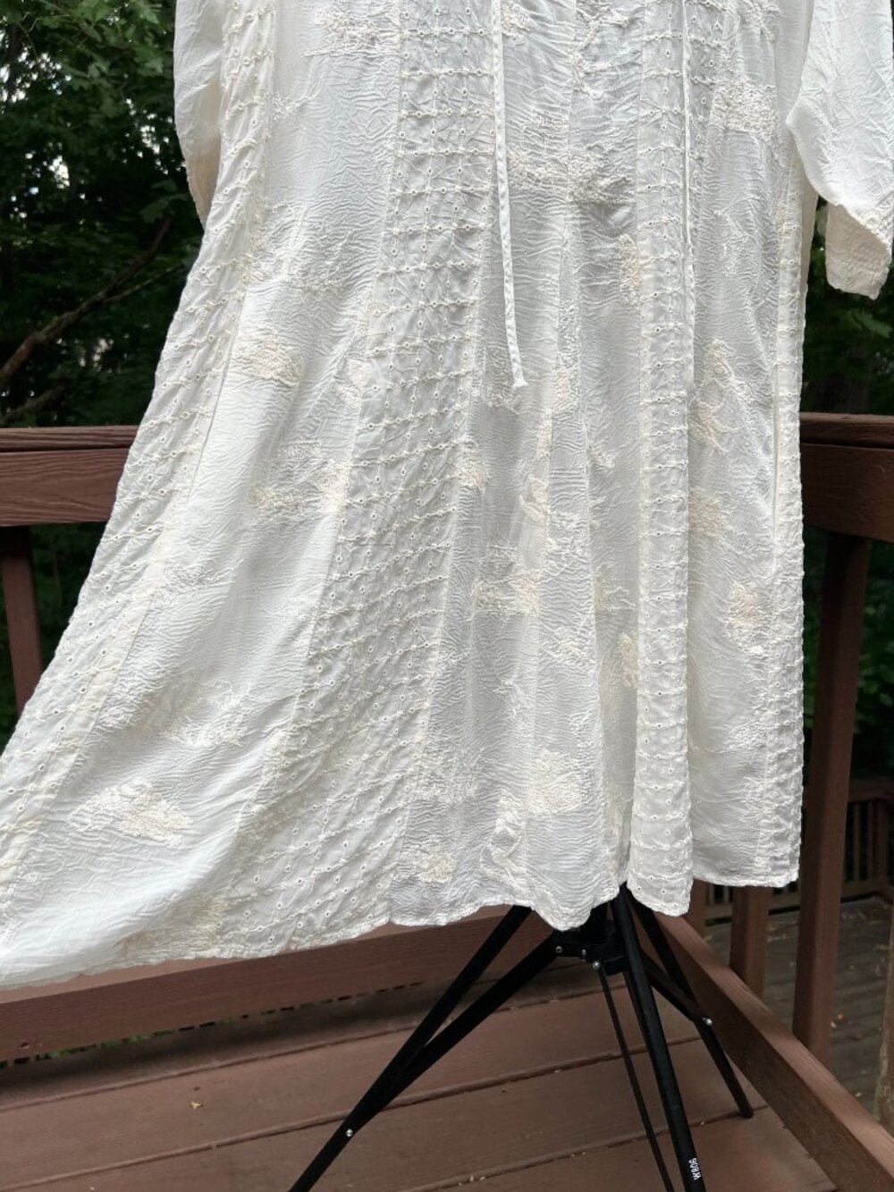 NWOT Johnny Was Horse Embroidered Boho Knee Length Dress Cream Size S - Picture 6 of 12